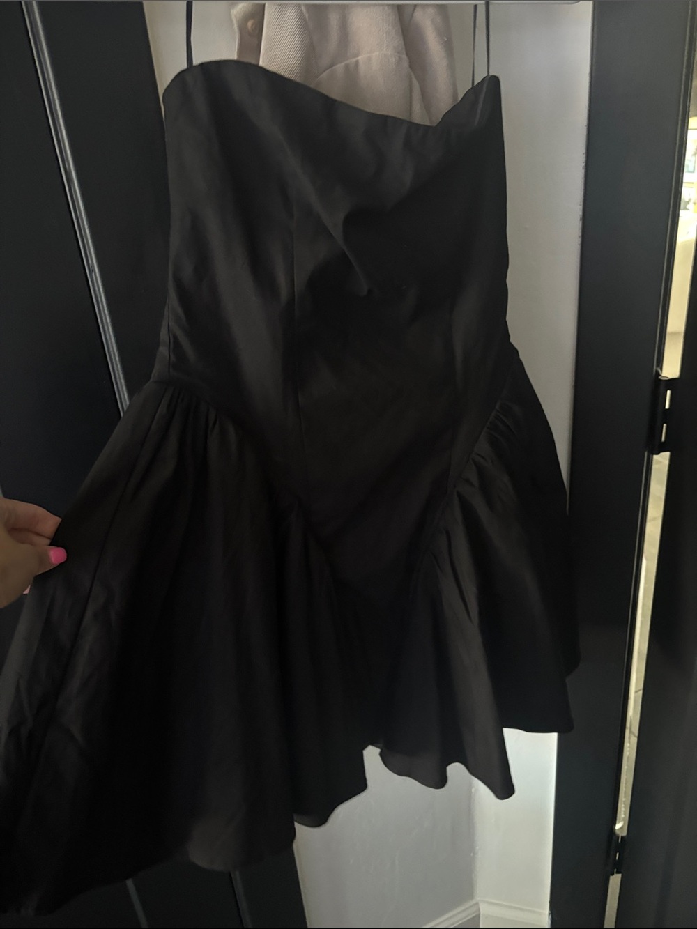 Black Strapless Flared Mini Dress